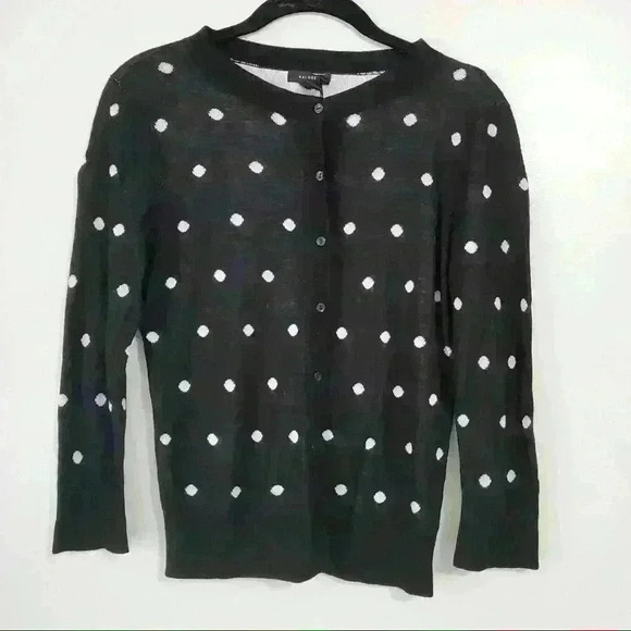 Halogen Jacquard Crewneck Polka Dot Cardigan - Picture 3 of 6